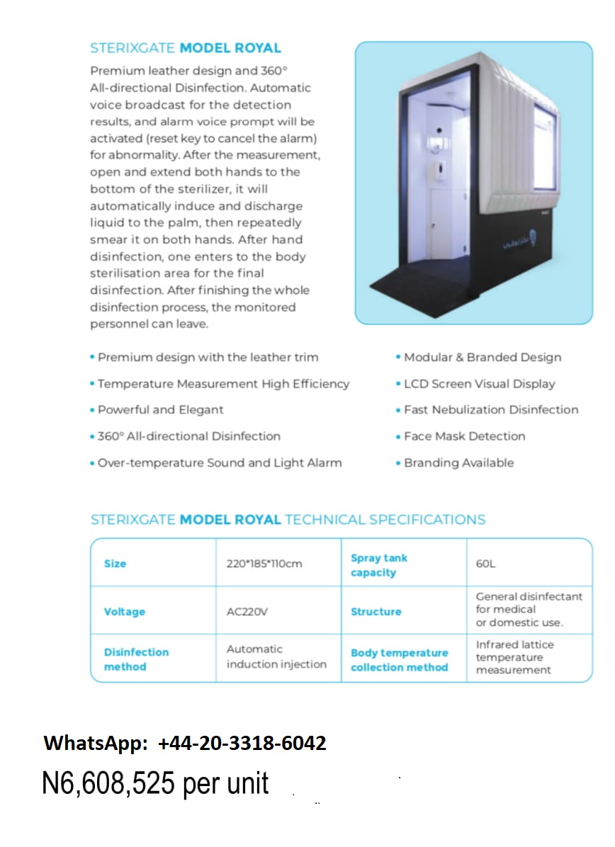 SterixGate: Contactless Full Body Disinfection & Auto-Sanitizing Gate for COVID-19